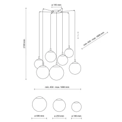 TK Lighting Pendelleuchte Glas Metall B: 400 cm verstellbar 7x E27 XXL< Glaslampen|Metall Lampen