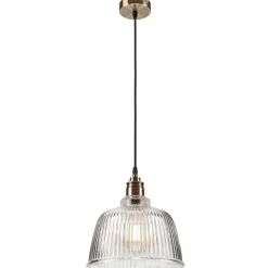 Lamkur Pendelleuchte Glas Metall E27 Ø 28 cm Vintage Esszimmer< Küchenlampen|Vintage Lampen