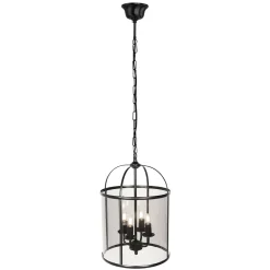 Steinhauer Pendelleuchte Glas Metall Schwarz Rauchgrau B:31 cm E14< Hängelampen|Bürolampen