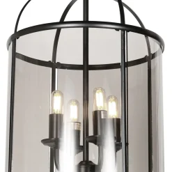 Steinhauer Pendelleuchte Glas Metall Schwarz Rauchgrau B:31 cm E14< Hängelampen|Bürolampen