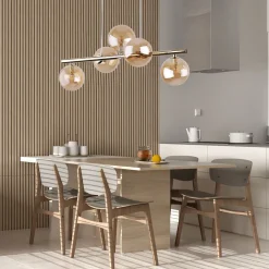 TK Lighting Pendelleuchte Glas Metall 63 cm breit 5-flammig< Wohnzimmerlampen|Glaslampen