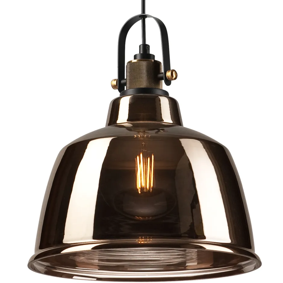 Lamkur Pendelleuchte Glas Schirm Industrial Vintage E27< Hängelampen|Industrie Lampen