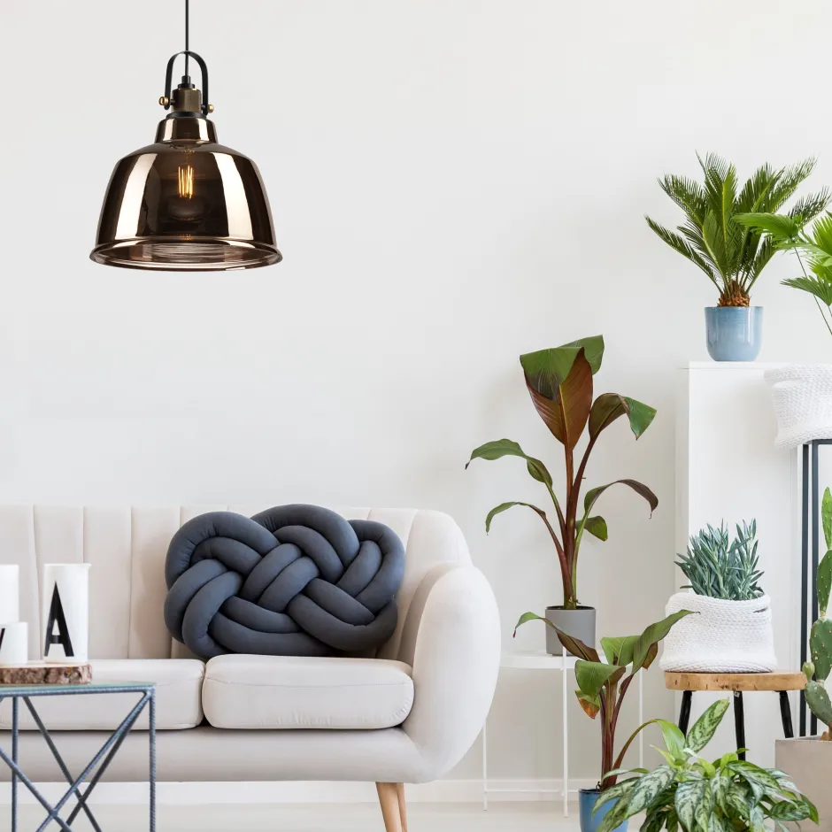 Lamkur Pendelleuchte Glas Schirm Industrial Vintage E27< Hängelampen|Industrie Lampen