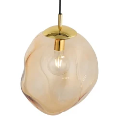 Hängelampen|Esszimmer Lampen*TK Lighting Pendelleuchte Glas Schirm in Bernstein Gold E27 Esstisch