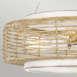 Hängelampen|Bürolampen*Elstead Pendelleuchte Glas Seil Metall E27 D: 50,4 cm rund 4x E27