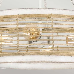 Hängelampen|Bürolampen*Elstead Pendelleuchte Glas Seil Metall E27 D: 50,4 cm rund 4x E27