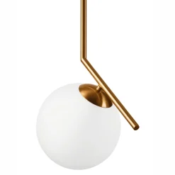 Lamkur Pendelleuchte Glaskugel Metall in Messing Weiß Ø30 cm< Hängelampen|Bürolampen