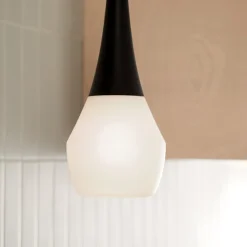 Elstead Pendelleuchte Glasschirm schmal Ø 17,8 cm H: max. 144,5 cm E27< Wohnzimmerlampen|Metall Lampen