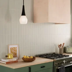 Elstead Pendelleuchte Glasschirm schmal Ø 17,8 cm H: max. 144,5 cm E27< Wohnzimmerlampen|Metall Lampen