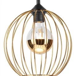 Lamkur Pendelleuchte Gold Schwarz Ø 24 cm rund Metall Kugel< Hängelampen|Küchenlampen