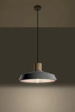 Sollux Pendelleuchte Grau Ø 40 cm Beton Schirm E27< Hängelampen|Wohnzimmerlampen