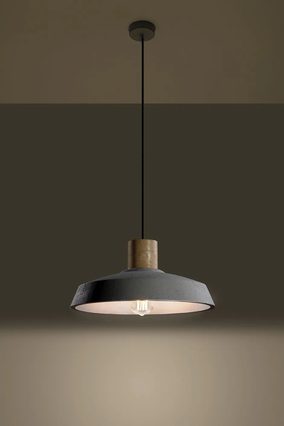 Sollux Pendelleuchte Grau Ø 40 cm Beton Schirm E27< Hängelampen|Wohnzimmerlampen