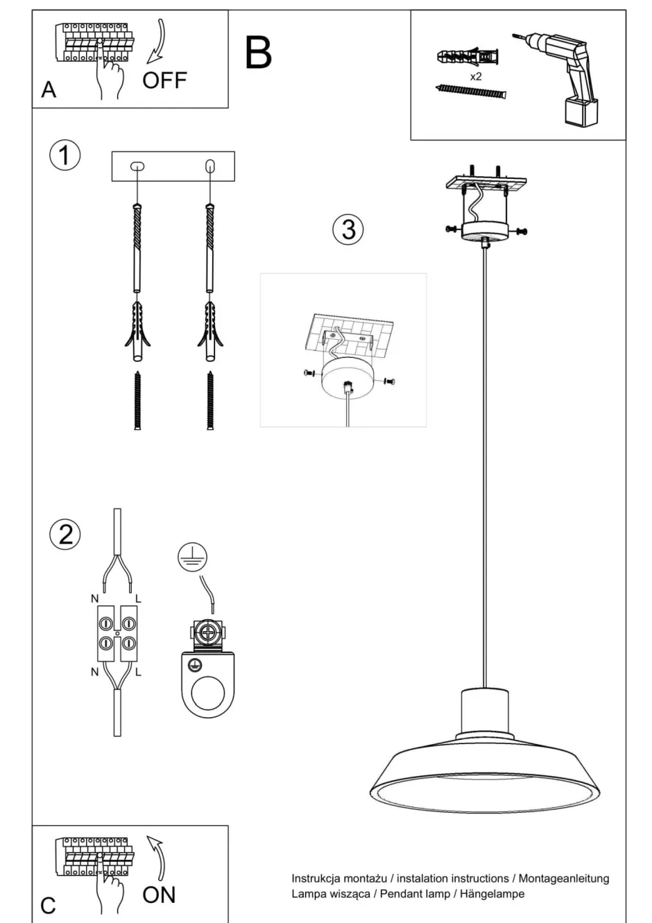 Sollux Pendelleuchte Grau Ø 40 cm Beton Schirm E27< Hängelampen|Wohnzimmerlampen