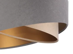 Hängelampen|Esszimmer Lampen*BPS Koncept Pendelleuchte Grau Beige Gold Ø50cm Stoff Esstisch