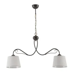 Hängelampen|Esszimmer Lampen*Jupiter Pendelleuchte Grau Braun Stoff L:80cm Esstisch