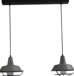 Masterlight Pendelleuchte Grau Ø25cm 2-flmg Ziergitter Schwarz< Hängelampen|Industrie Lampen