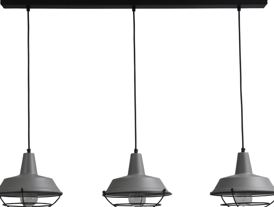 Hängelampen|Industrie Lampen*Masterlight Pendelleuchte Grau Ø25cm 3xE27 L:100cm Ziergitter