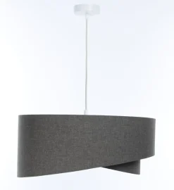 Bürolampen|Schlafzimmer Lampen*BPS Koncept Pendelleuchte Grau E27 rund Ø 60 cm Stoff Modern verstellbar