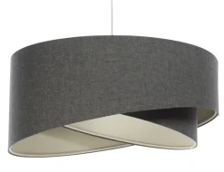 Bürolampen|Schlafzimmer Lampen*BPS Koncept Pendelleuchte Grau E27 rund Ø 60 cm Stoff Modern verstellbar