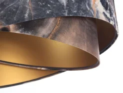 Bürolampen|Schlafzimmer Lampen*BPS Koncept Pendelleuchte Grau Gold E27 rund D: 50 cm E27 Stoffschirm