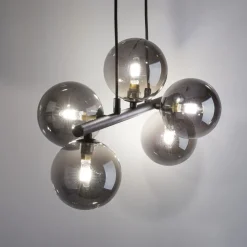 Hängelampen|Esszimmer Lampen*TK Lighting Pendelleuchte Grau Schwarz Metall Glas 5-flammig