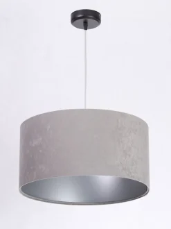 Hängelampen|Esszimmer Lampen*BPS Koncept Pendelleuchte Grau Silber Stoff Esstisch Retro