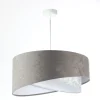 Hängelampen|Bürolampen*BPS Koncept Pendelleuchte Grau Weiß Ø 50 cm Stoffschirm Velours Optik