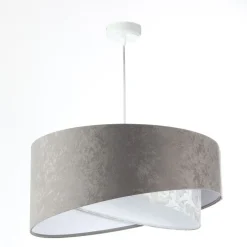 Hängelampen|Bürolampen*BPS Koncept Pendelleuchte Grau Weiß Ø 50 cm Stoffschirm Velours Optik