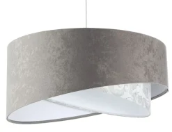 Hängelampen|Bürolampen*BPS Koncept Pendelleuchte Grau Weiß Ø 50 cm Stoffschirm Velours Optik