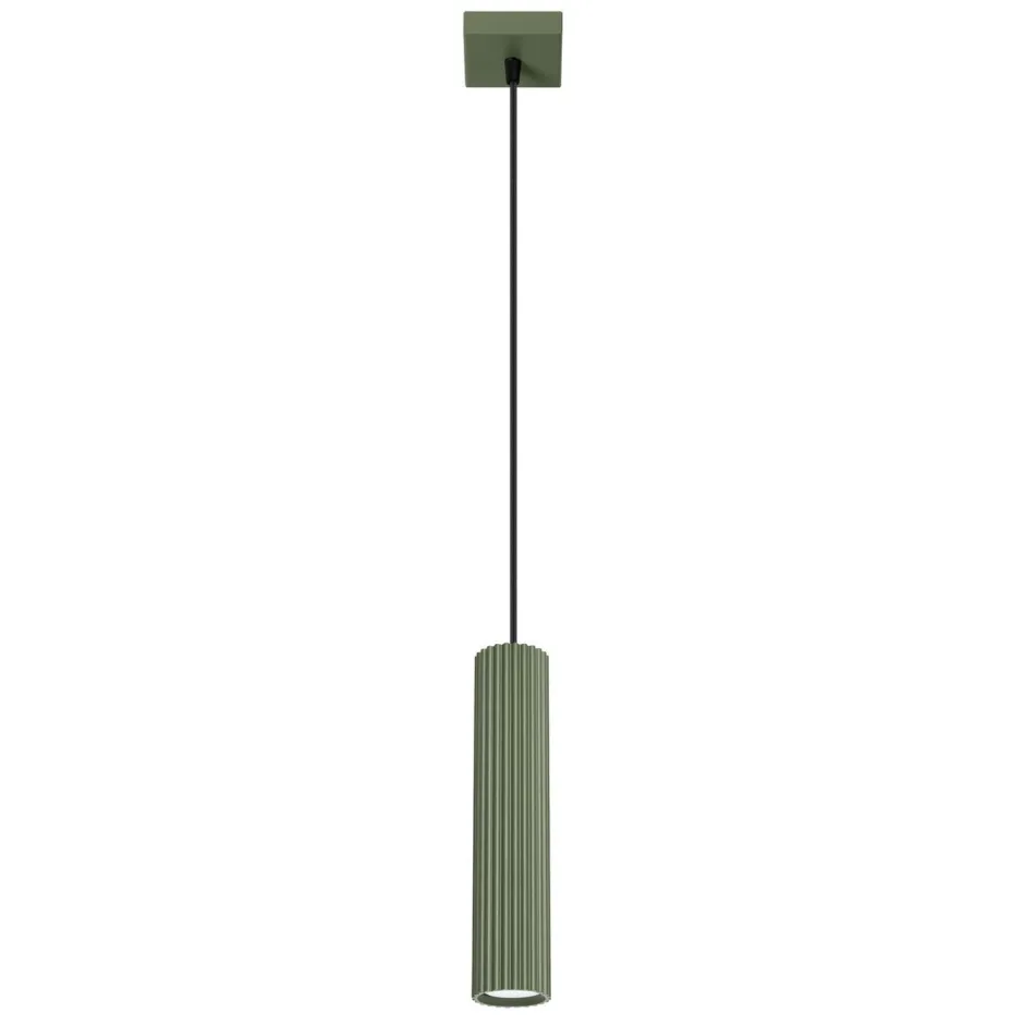 Wohnzimmerlampen|Metall Lampen*Sollux Pendelleuchte Grün schmal B: 8 cm H: max. 118 cm GU10 Modern
