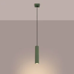 Wohnzimmerlampen|Metall Lampen*Sollux Pendelleuchte Grün schmal B: 8 cm H: max. 118 cm GU10 Modern