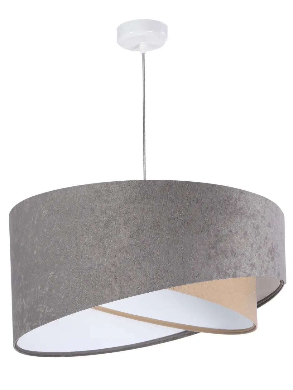 Hängelampen|Moderne Lampen*BPS Koncept Pendelleuchte Großer Schirm Grau Beige Weiß Stoff