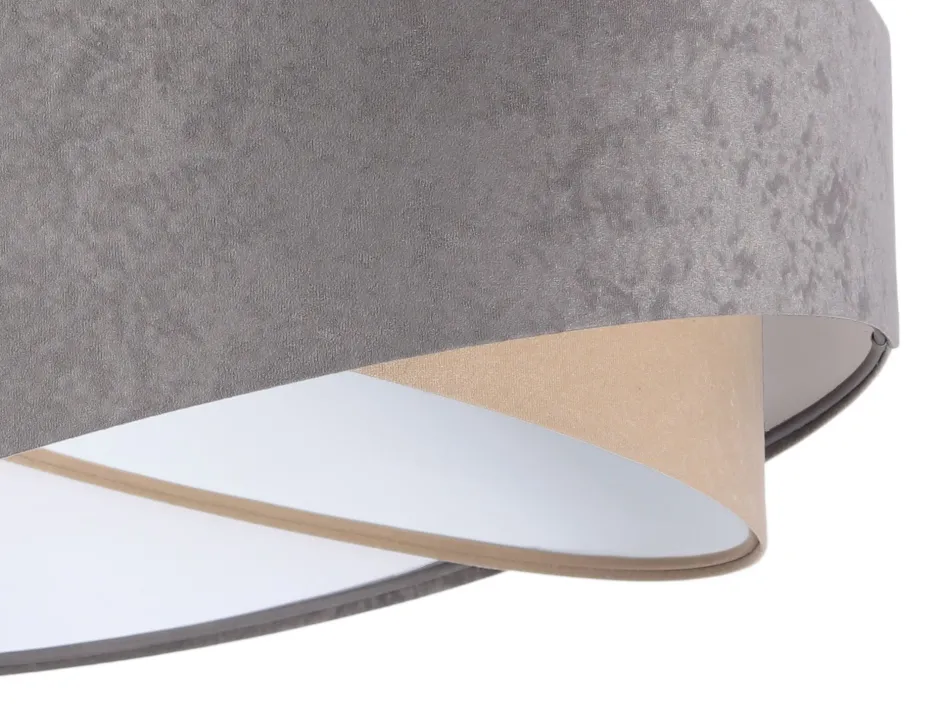 Hängelampen|Moderne Lampen*BPS Koncept Pendelleuchte Großer Schirm Grau Beige Weiß Stoff