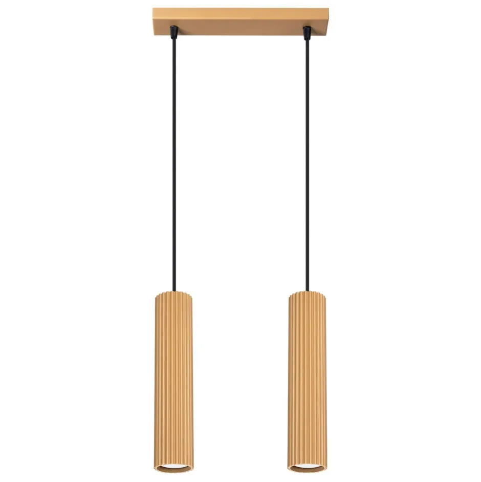 Hängelampen|Wohnzimmerlampen*Sollux Pendelleuchte GU10 2-flammig aus Aluminium B: 30 cm in Gold
