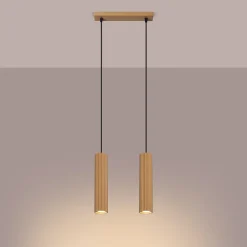 Hängelampen|Wohnzimmerlampen*Sollux Pendelleuchte GU10 2-flammig aus Aluminium B: 30 cm in Gold