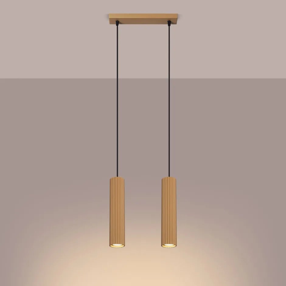 Hängelampen|Wohnzimmerlampen*Sollux Pendelleuchte GU10 2-flammig aus Aluminium B: 30 cm in Gold
