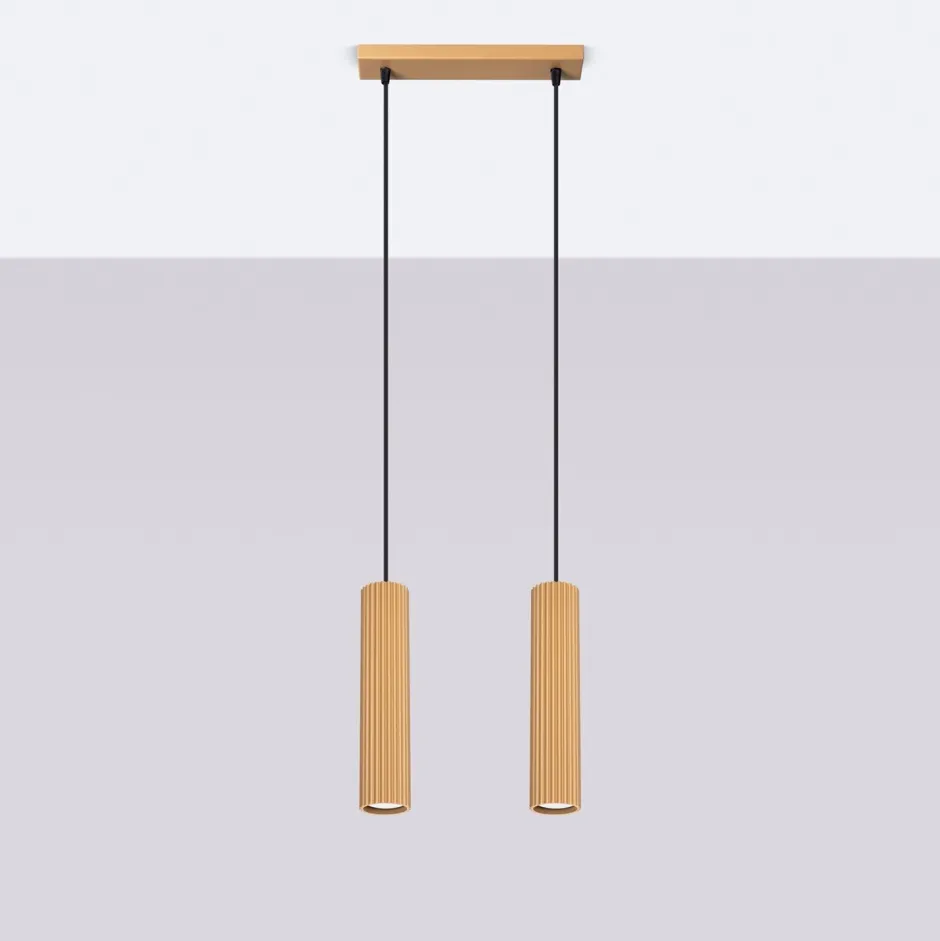 Hängelampen|Wohnzimmerlampen*Sollux Pendelleuchte GU10 2-flammig aus Aluminium B: 30 cm in Gold