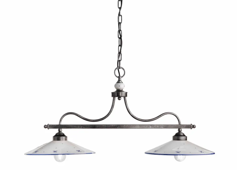 Wohnzimmerlampen|Keramiklampen*Ferroluce Pendelleuchte Handarbeit Keramik E27 2-flammig Landhausstil