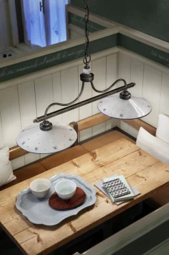 Wohnzimmerlampen|Keramiklampen*Ferroluce Pendelleuchte Handarbeit Keramik E27 2-flammig Landhausstil