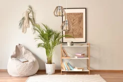 Hängelampen|Bürolampen*Belis Pendelleuchte Holz 2-flammig E27 B:35 cm Skandinavisch