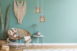 Hängelampen|Bürolampen*Belis Pendelleuchte Holz 2-flammig E27 B:35 cm Skandinavisch