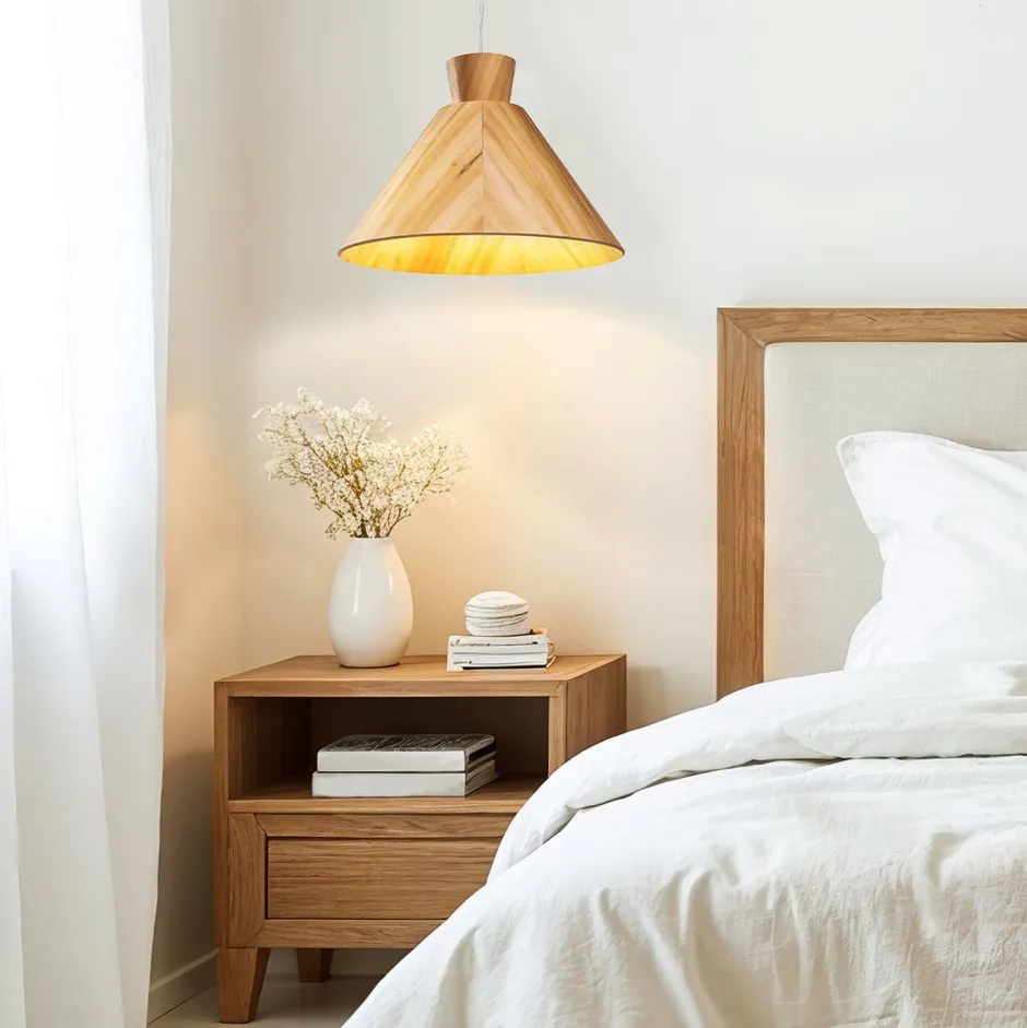 Elstead Pendelleuchte Holz Furnier Teak E27 D: 40 cm Modern< Hängelampen|Bürolampen