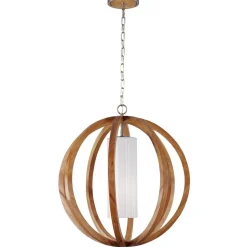 Schlafzimmer Lampen|Kugellampen*Elstead Pendelleuchte Holz Glas rund Esstisch Wohnzimmer