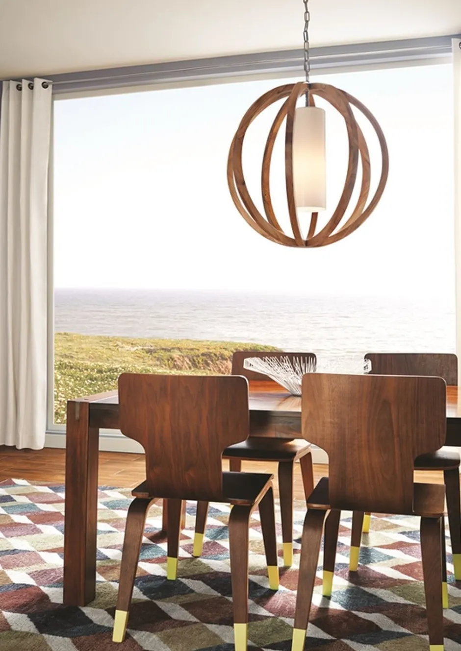 Schlafzimmer Lampen|Kugellampen*Elstead Pendelleuchte Holz Glas rund Esstisch Wohnzimmer