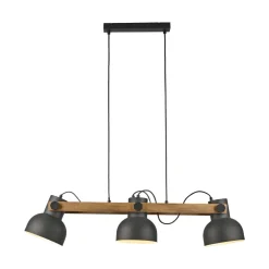 Just Light Pendelleuchte Holz Metall E27 96 cm 3-flammig flexibel< Hängelampen|Bürolampen