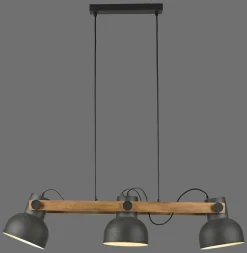 Just Light Pendelleuchte Holz Metall E27 96 cm 3-flammig flexibel< Hängelampen|Bürolampen