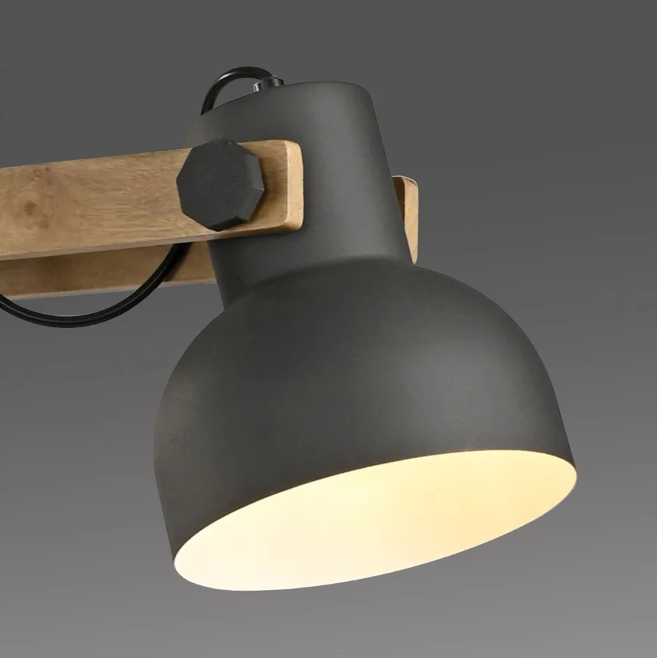 Just Light Pendelleuchte Holz Metall E27 96 cm 3-flammig flexibel< Hängelampen|Bürolampen