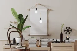 Belis Pendelleuchte Holz Metall Schwarz E27 Ø14 cm wohnlich< Wohnzimmerlampen|Metall Lampen