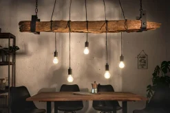 Wohnzimmerlampen|Holzlampen*Invicta Interior Pendelleuchte Holz Natur152 cm lang 5-flammig wohnlich