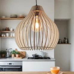 Sollux Pendelleuchte Holz rund Ø43cm Modern wohnlich NIGILIA< Holzlampen|Moderne Lampen